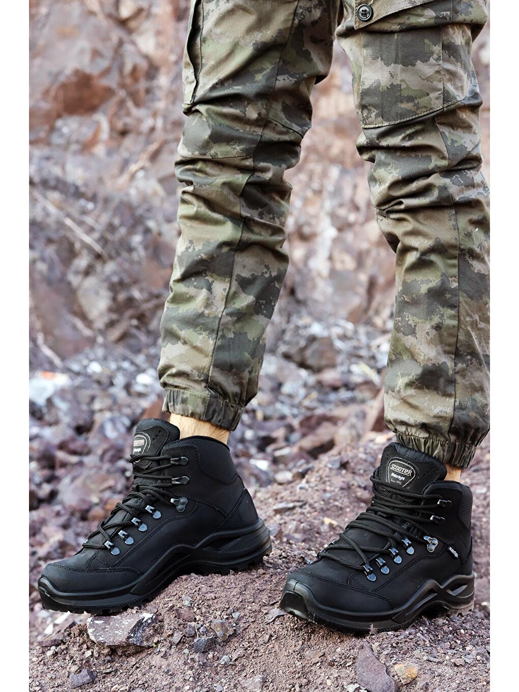 Siyah M1219 Ranger Su Geçirmez Erkek Deri Bot Ayakkabı