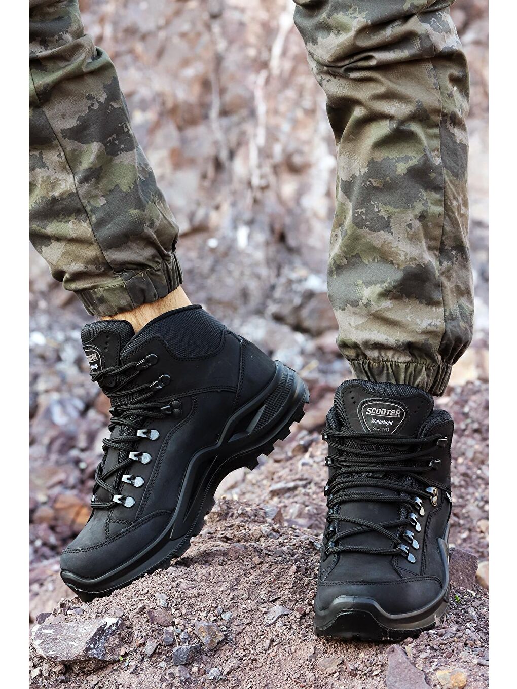 Siyah M1219 Ranger Su Geçirmez Erkek Deri Bot Ayakkabı-1