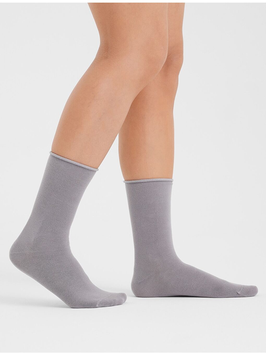 Titanyum Gri Modal Lastiksiz Dikişsiz Kadın Soket Çorap 36-41-1