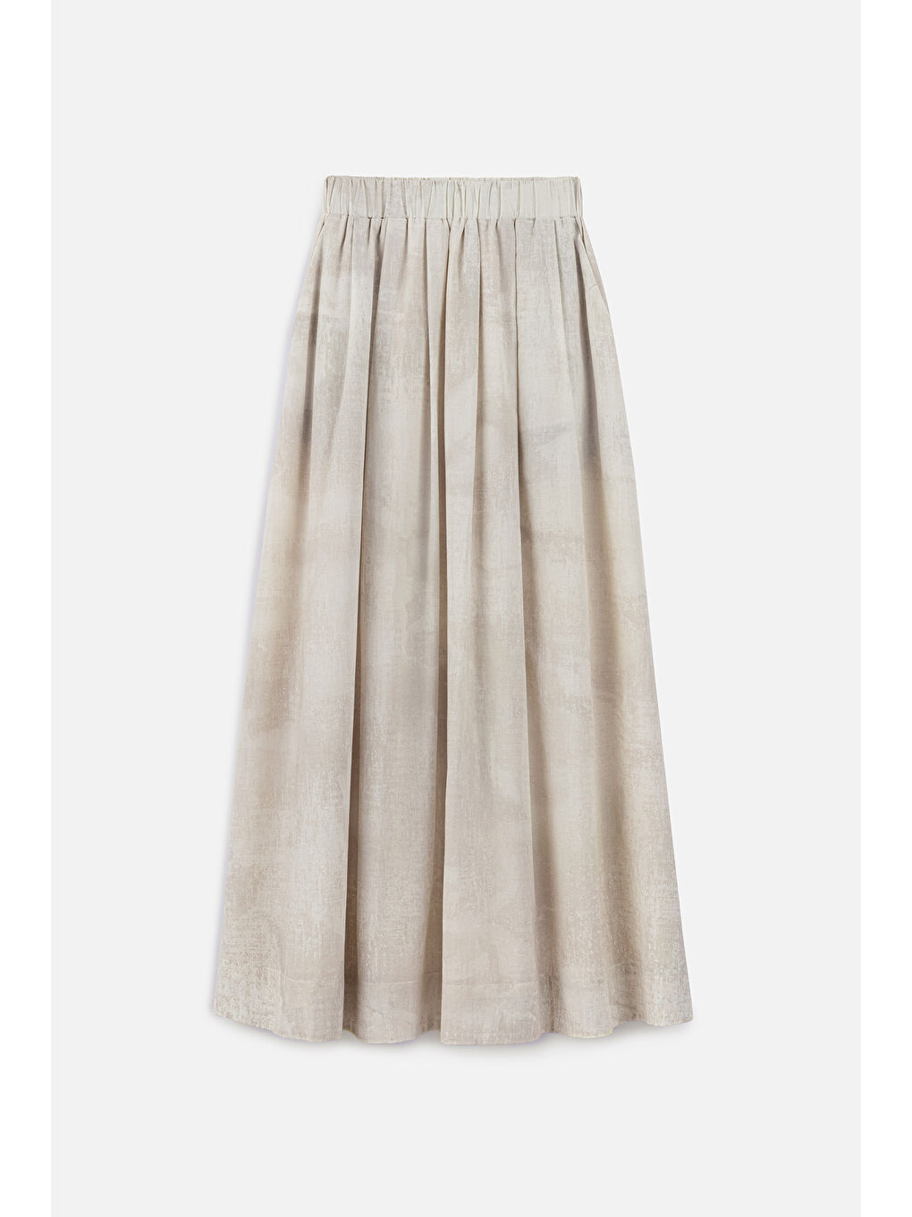 Desenli Pamuklu Hafif Etek Bej-1