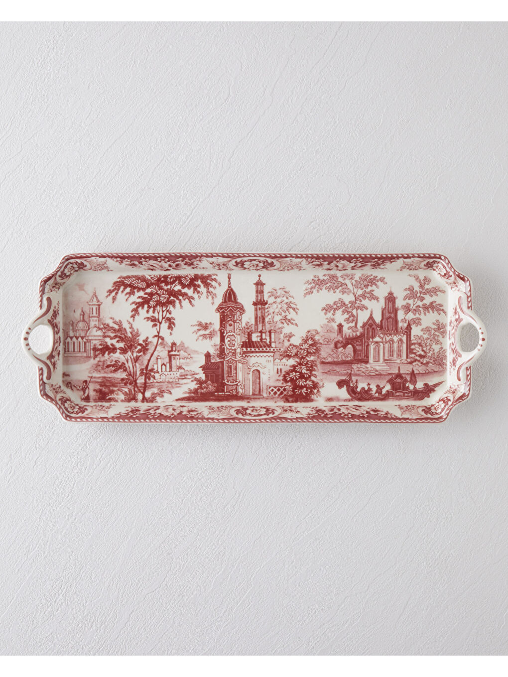 Preston Stoneware Kayık Tabak 38 cm Bordo