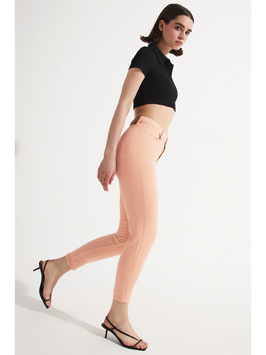 Turuncu Mom Fit Jean Pantolon-1