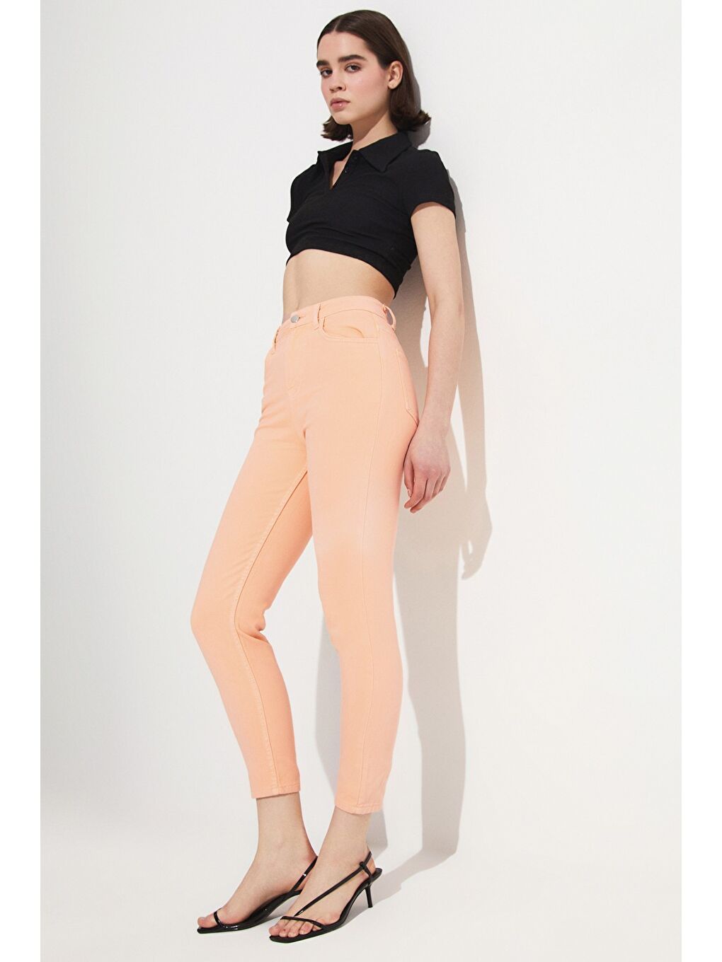 Turuncu Mom Fit Jean Pantolon-2