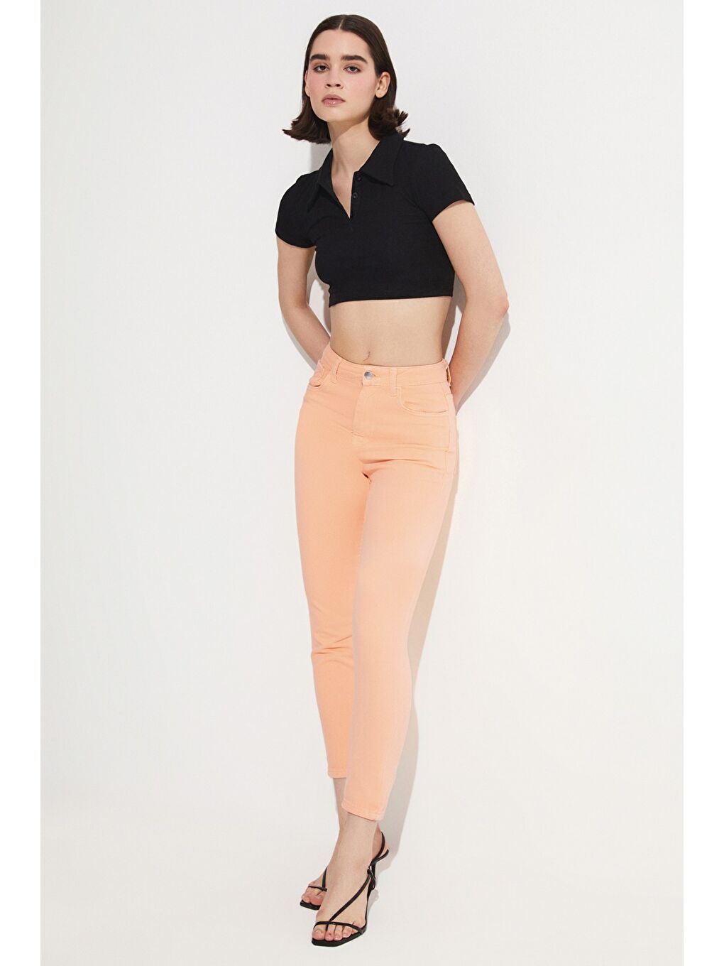 Turuncu Mom Fit Jean Pantolon-3