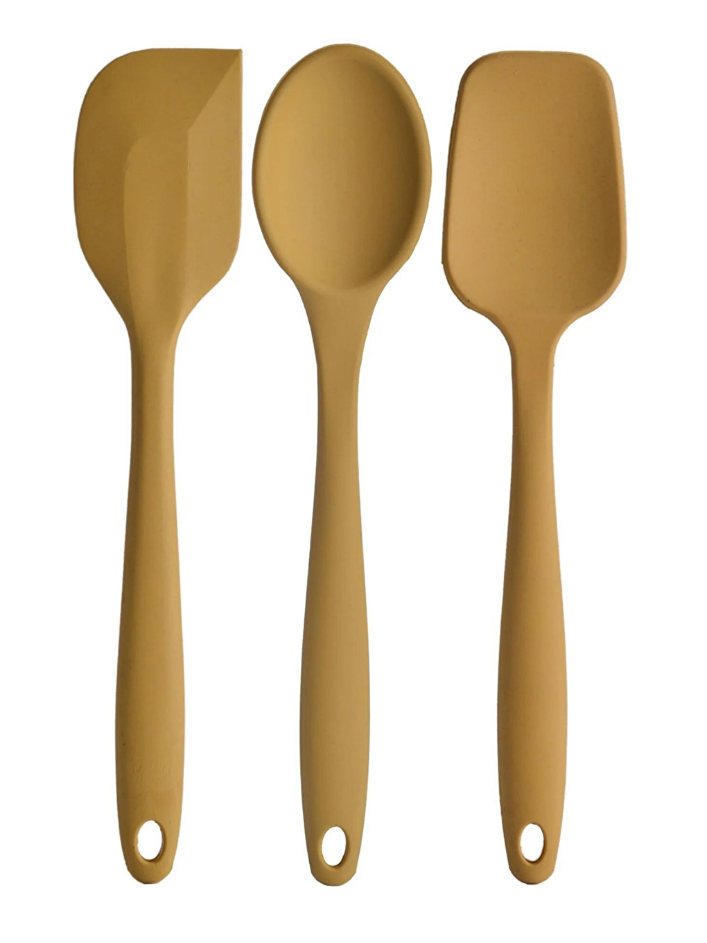 Kitchen Design Lab Sari Büyük Boy Yanmaz Silikon Spatula ve Kaşık Seti 3 ModelSpatula Kaşık Sarı 3'lü Set