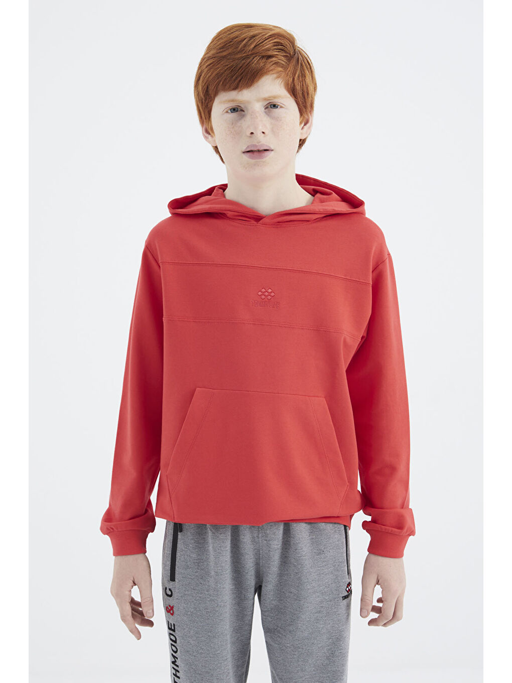 Kırmızı Fiesta Kapüşonlu Basic Erkek Çocuk Sweatshirt - 11181