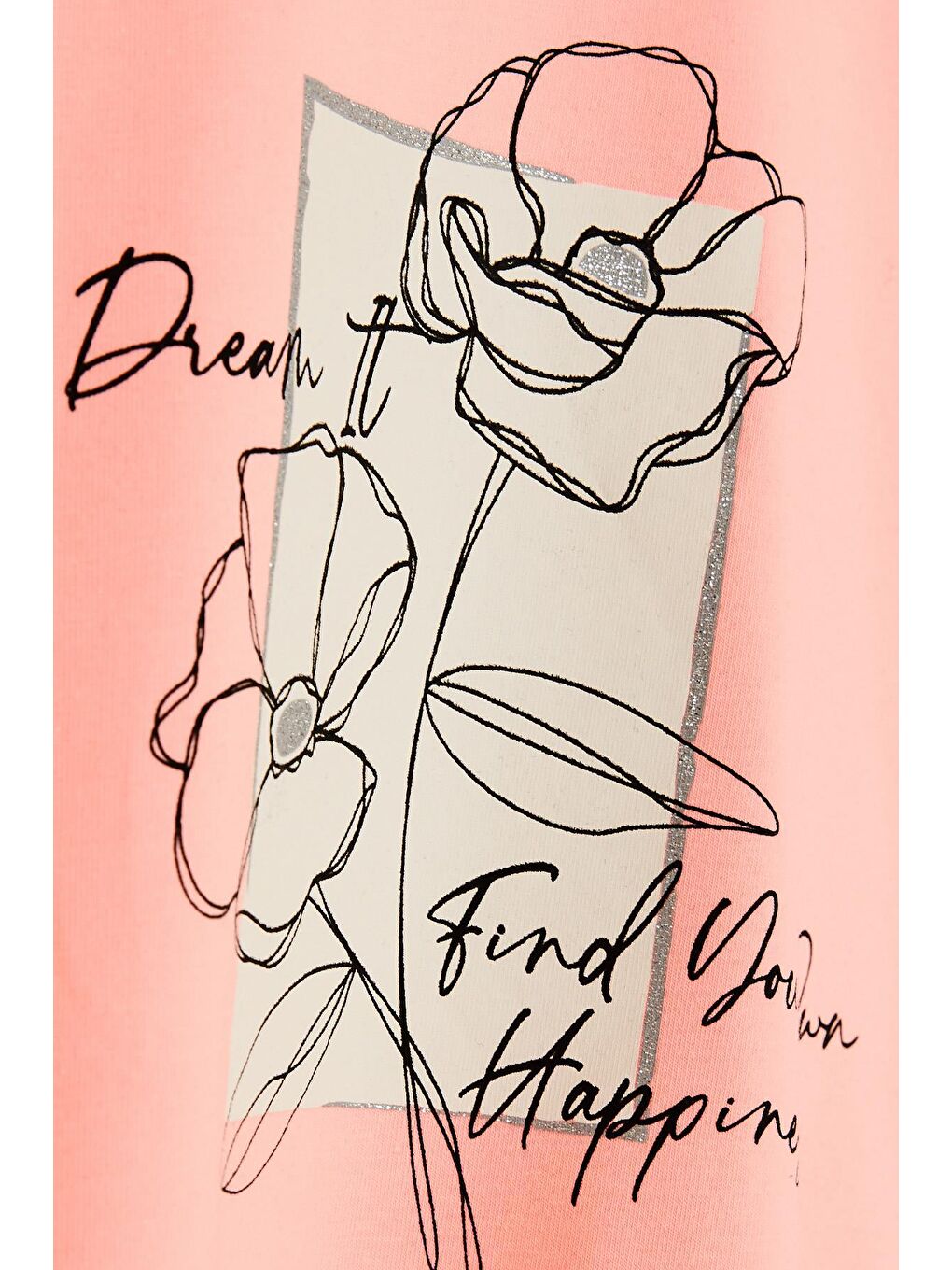 Pembe Kız Çocuk Tişört Çiçek Baskılı Somon (8-10 Yaş)-2