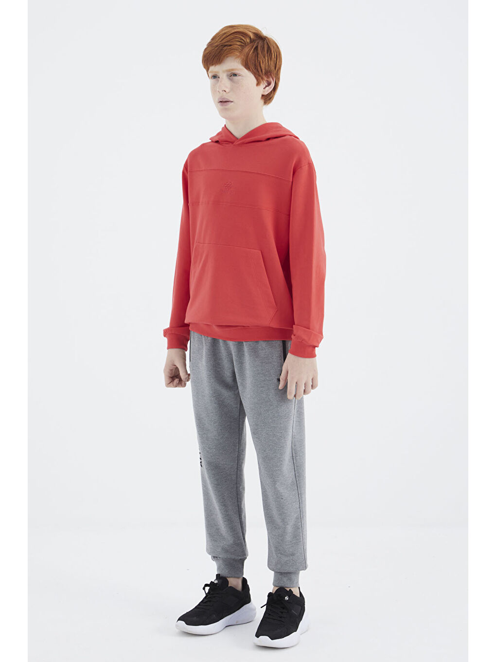 Kırmızı Fiesta Kapüşonlu Basic Erkek Çocuk Sweatshirt - 11181-6