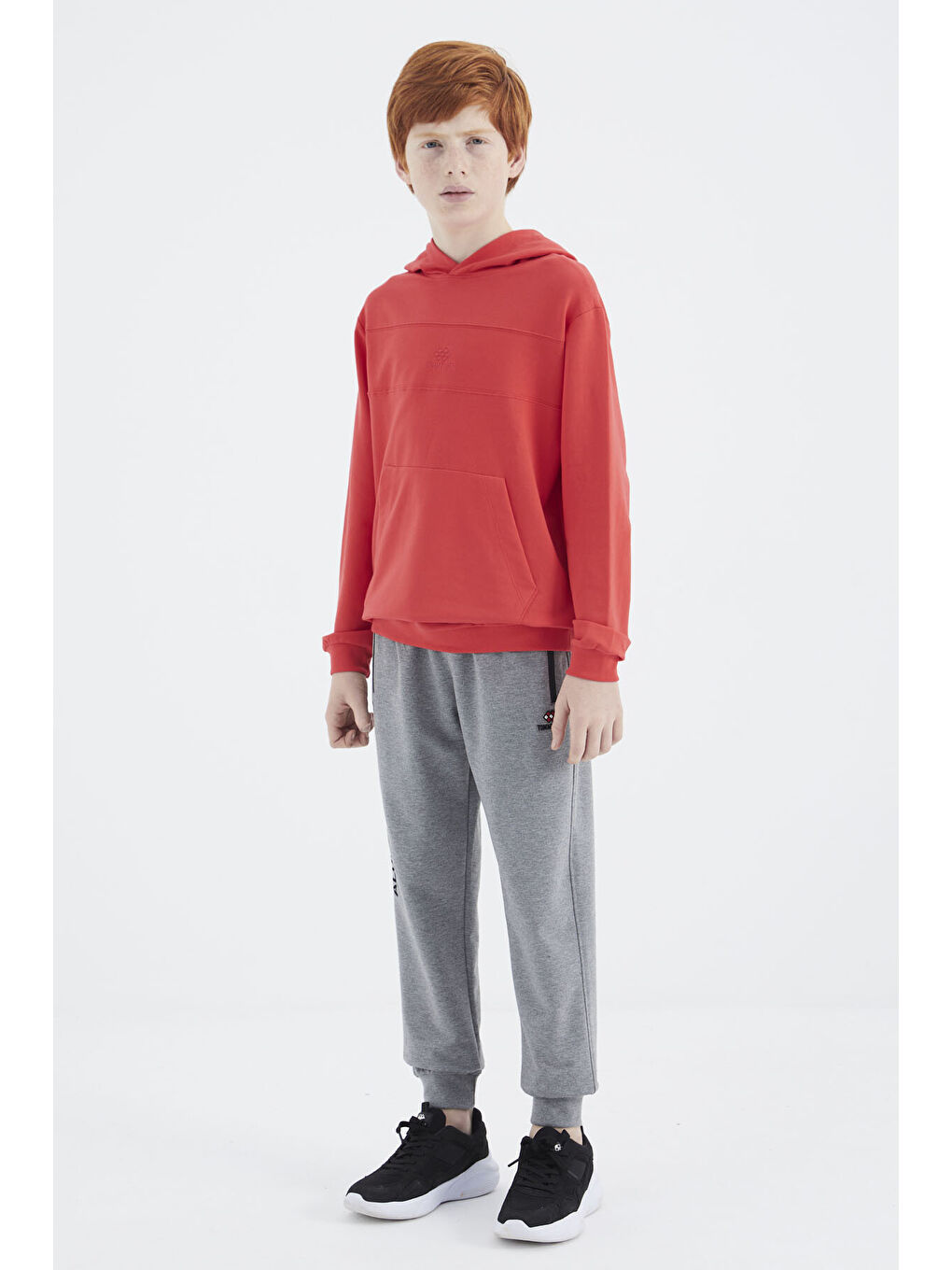 Kırmızı Fiesta Kapüşonlu Basic Erkek Çocuk Sweatshirt - 11181-8
