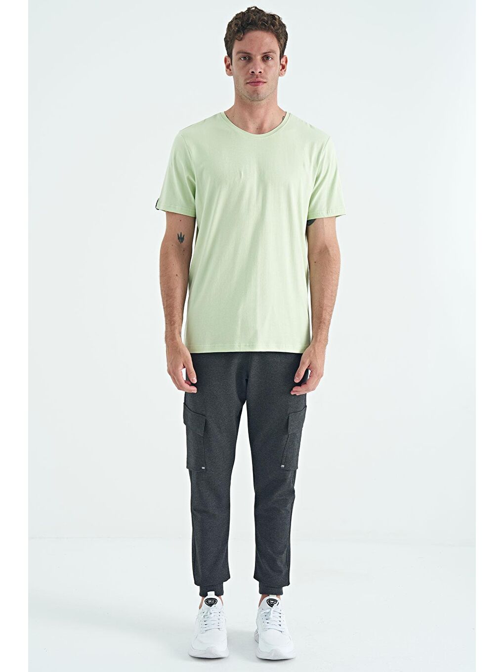 Antrasit Melanj Logo Nakış Detaylı Kargo Cepli Erkek Jogger Eşofman Alt - 84959-1