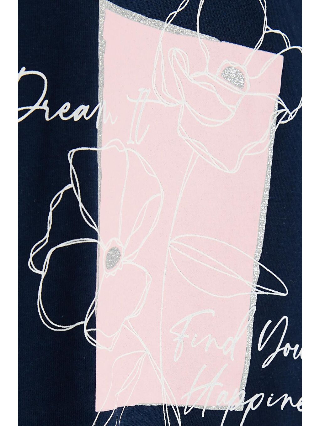 Kız Çocuk Tişört Çiçek Baskılı Lacivert (8-10 Yaş)-3