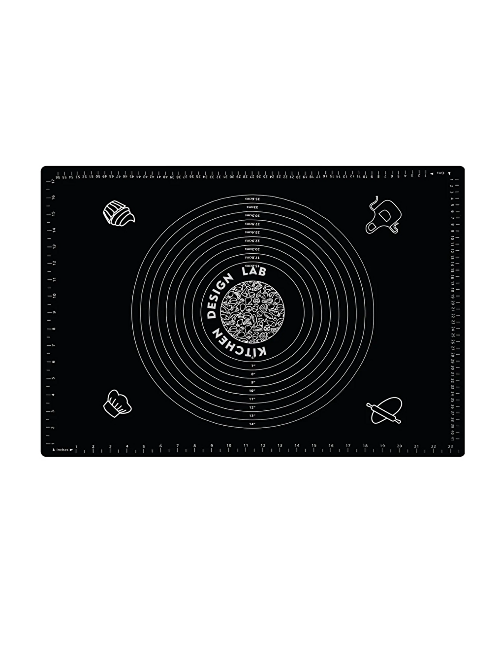 2'li Set Siyah 45x65 cm Silikon Hamur Açma Matı ve Pizza Tepsisi 32 cm-3