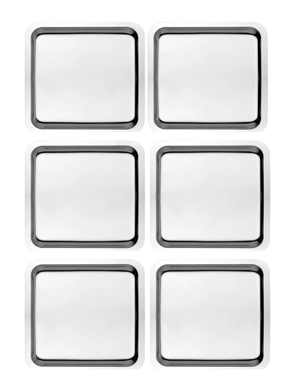 Gri 6 Adet Paslanmaz Çelik Gümüş Renk Sunum Tepsisi 21x21 cm