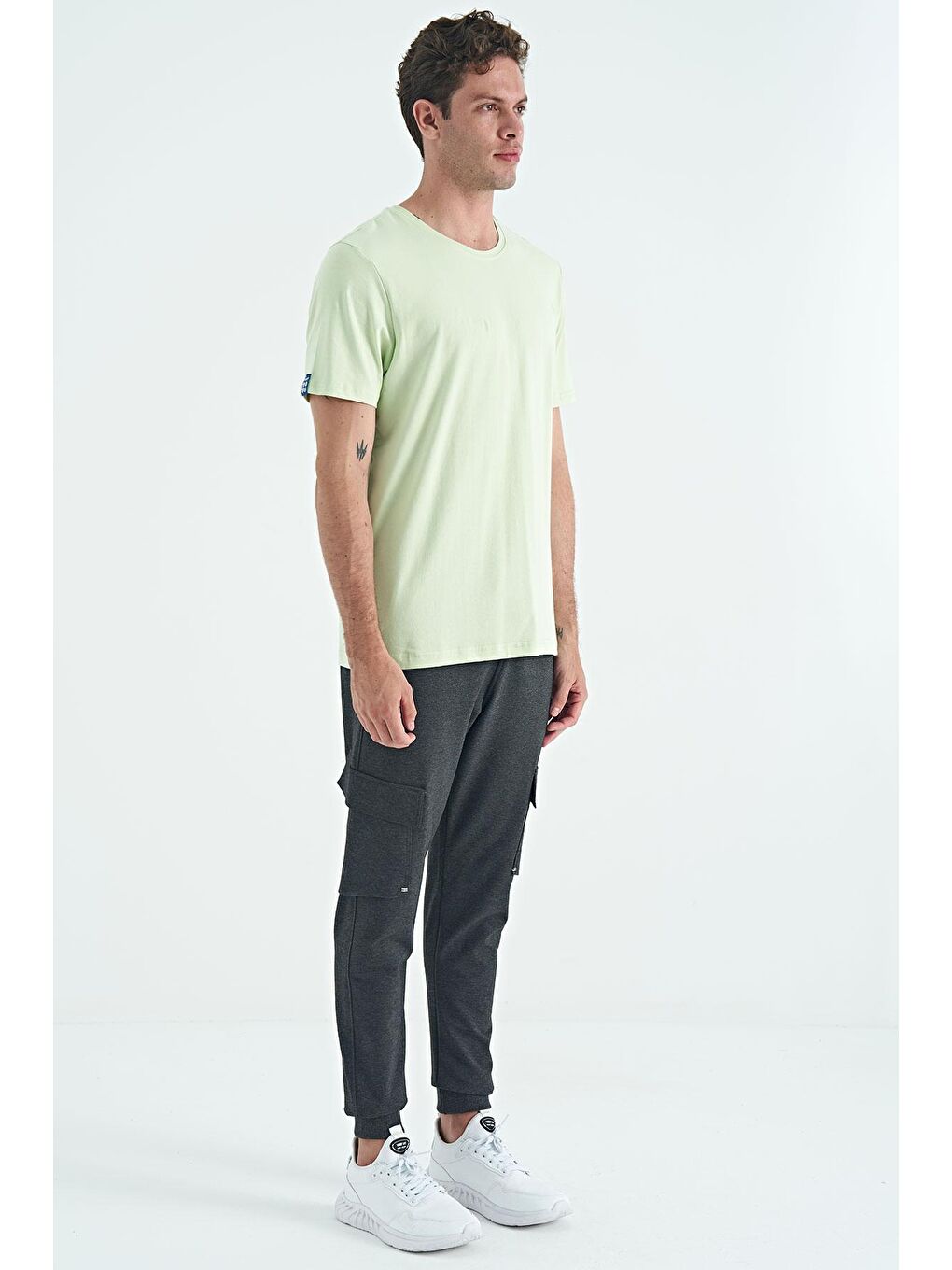 Antrasit Melanj Logo Nakış Detaylı Kargo Cepli Erkek Jogger Eşofman Alt - 84959-3