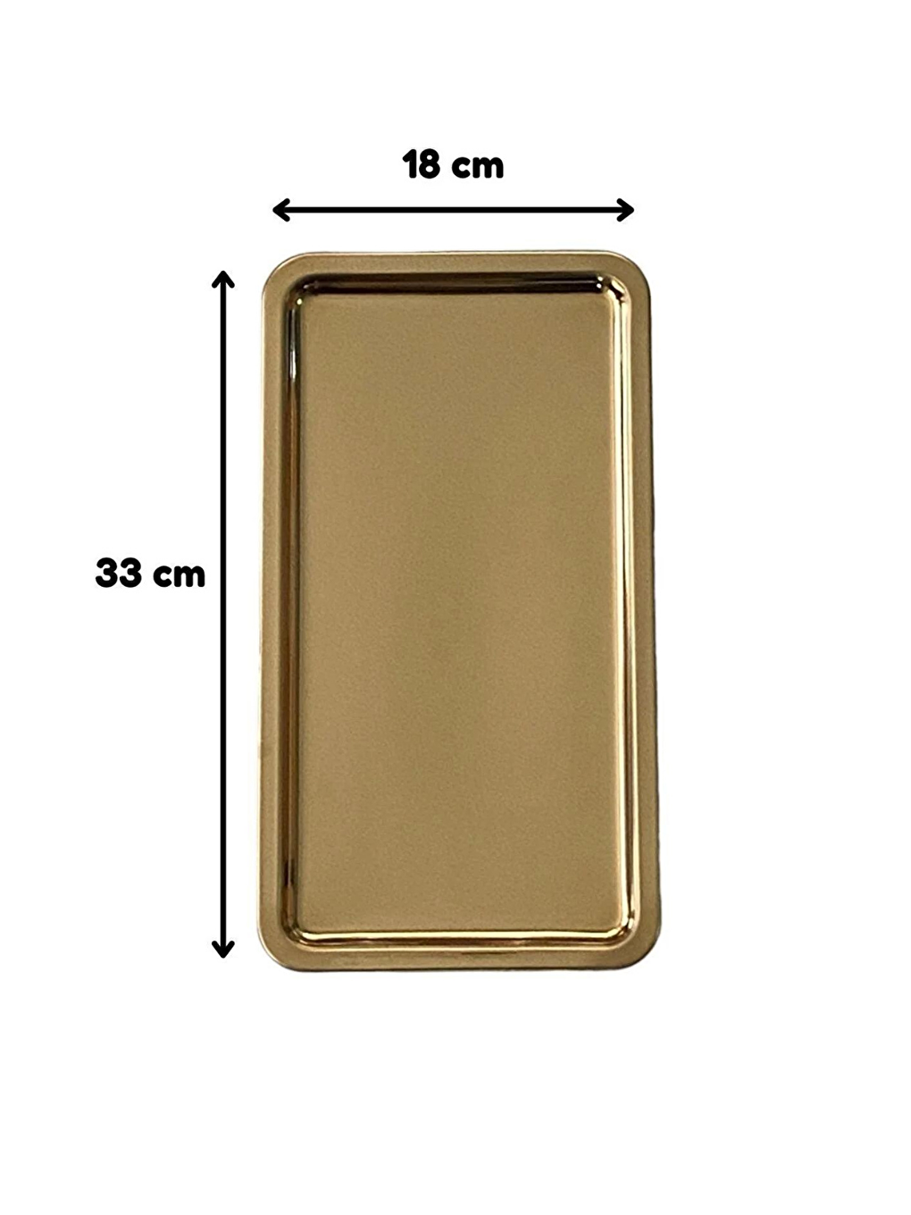 Sarı Paslanmaz Çelik Gold Renk Dikdörtgen Geniş Metal Düz Sunum Tepsisi 4 Adet-1