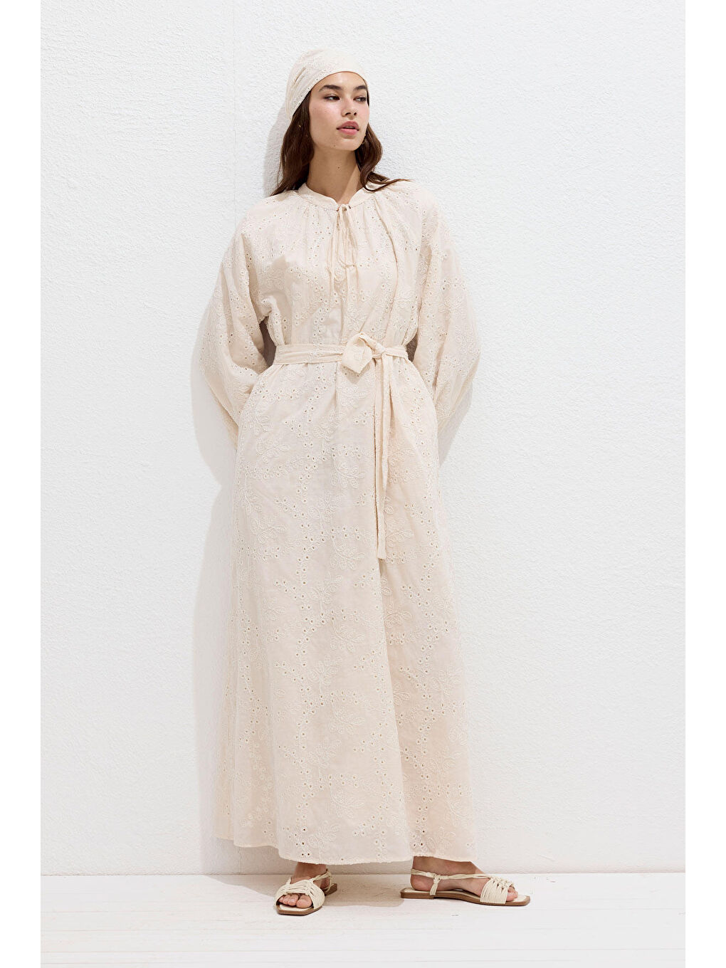 Astarlı Brode Elbise Ekru-2