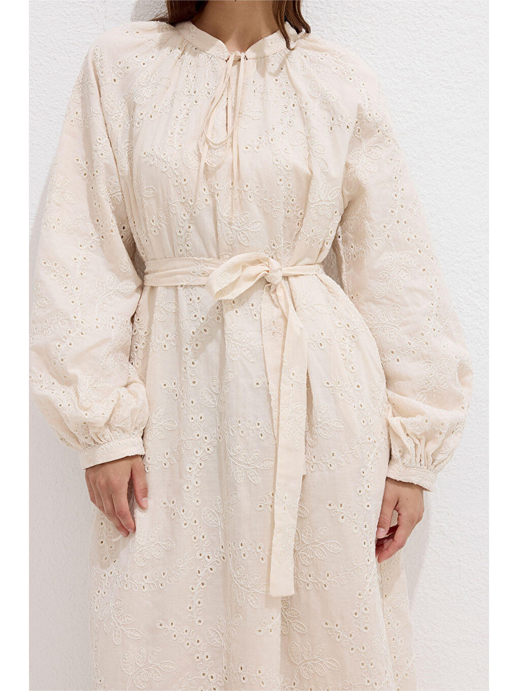 Astarlı Brode Elbise Ekru-3