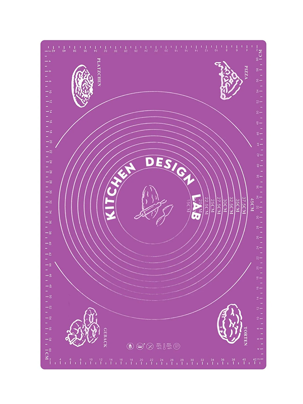 2'li Set Mor 45x65 cm Silikon Hamur Açma Matı ve Kullan At Krema Torbası-2