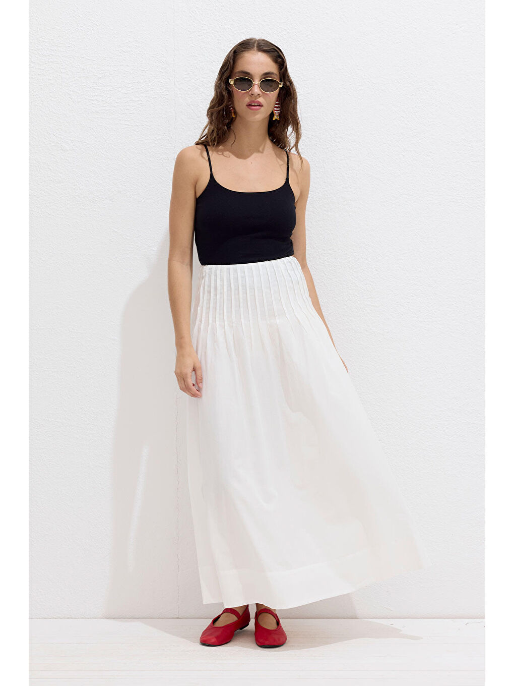 Nervürlü Vual Etek Ekru-2