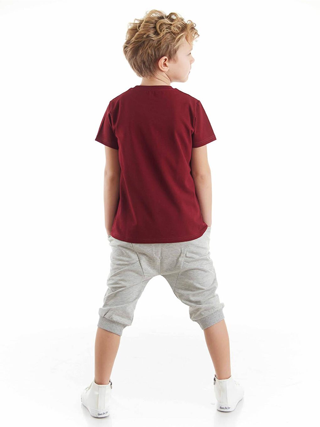 Karışık Uçak Erkek Çocuk Tişört Kapri Şort Takım-1