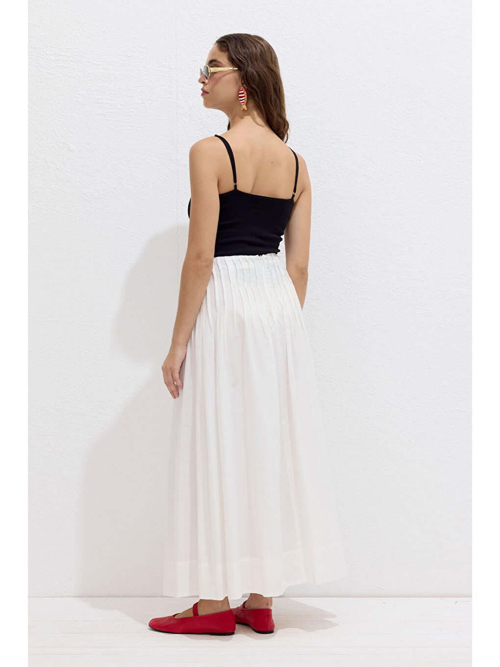 Nervürlü Vual Etek Ekru-5