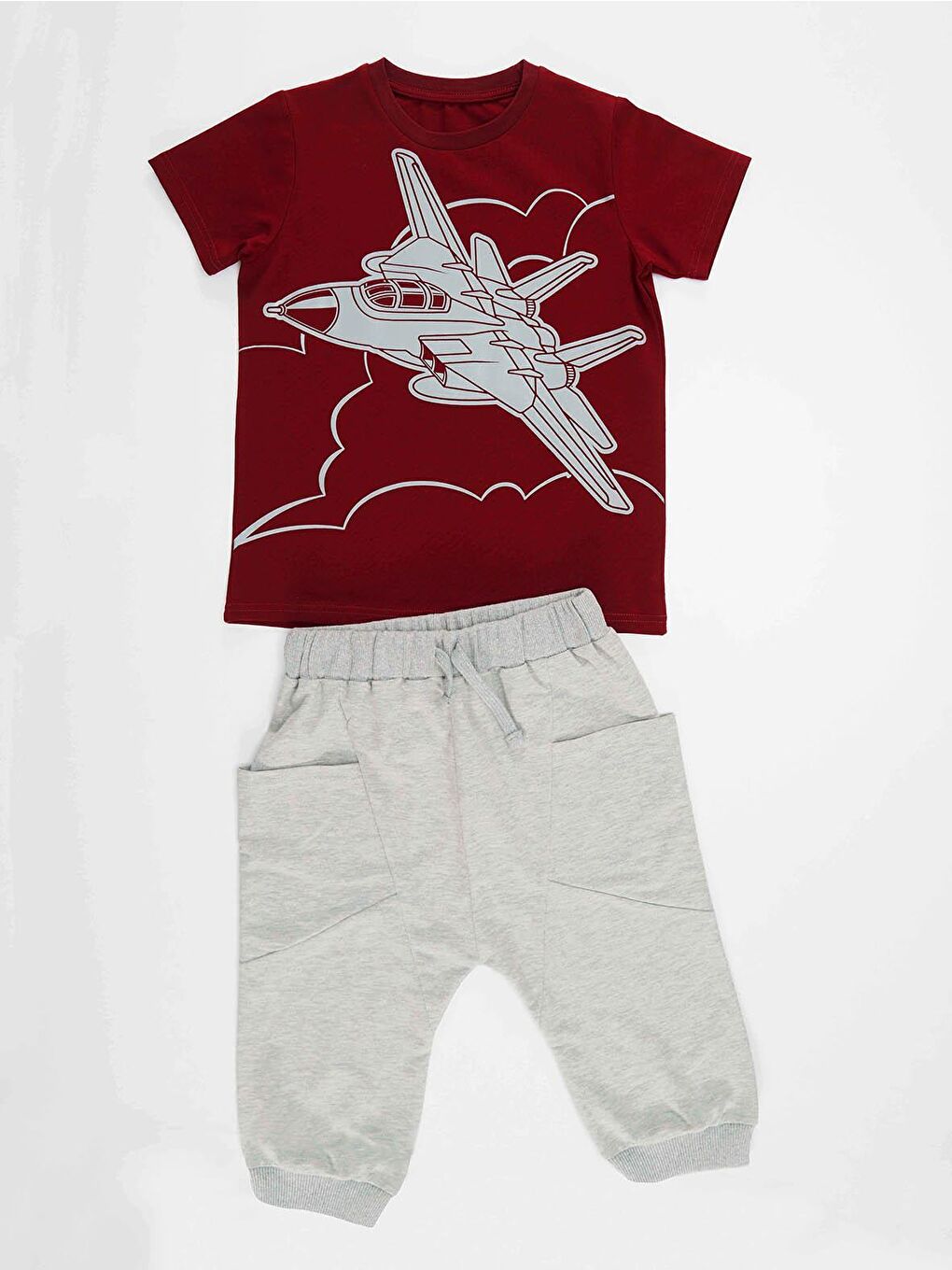 Karışık Uçak Erkek Çocuk Tişört Kapri Şort Takım-2