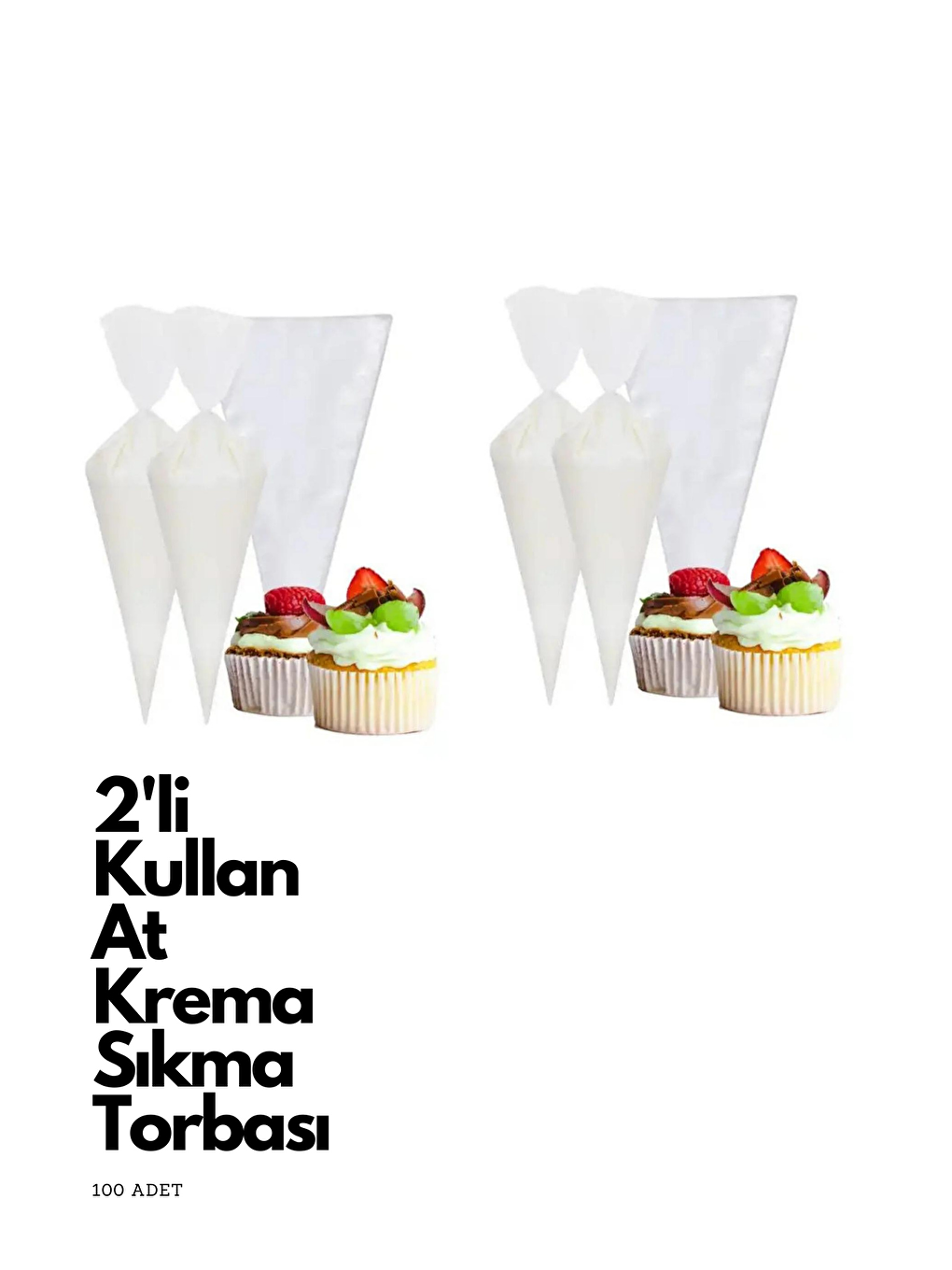 Kitchen Design Lab Renksiz Kullan At Krema Sıkma Torbası Seti100 Adet ( 2 Paket )