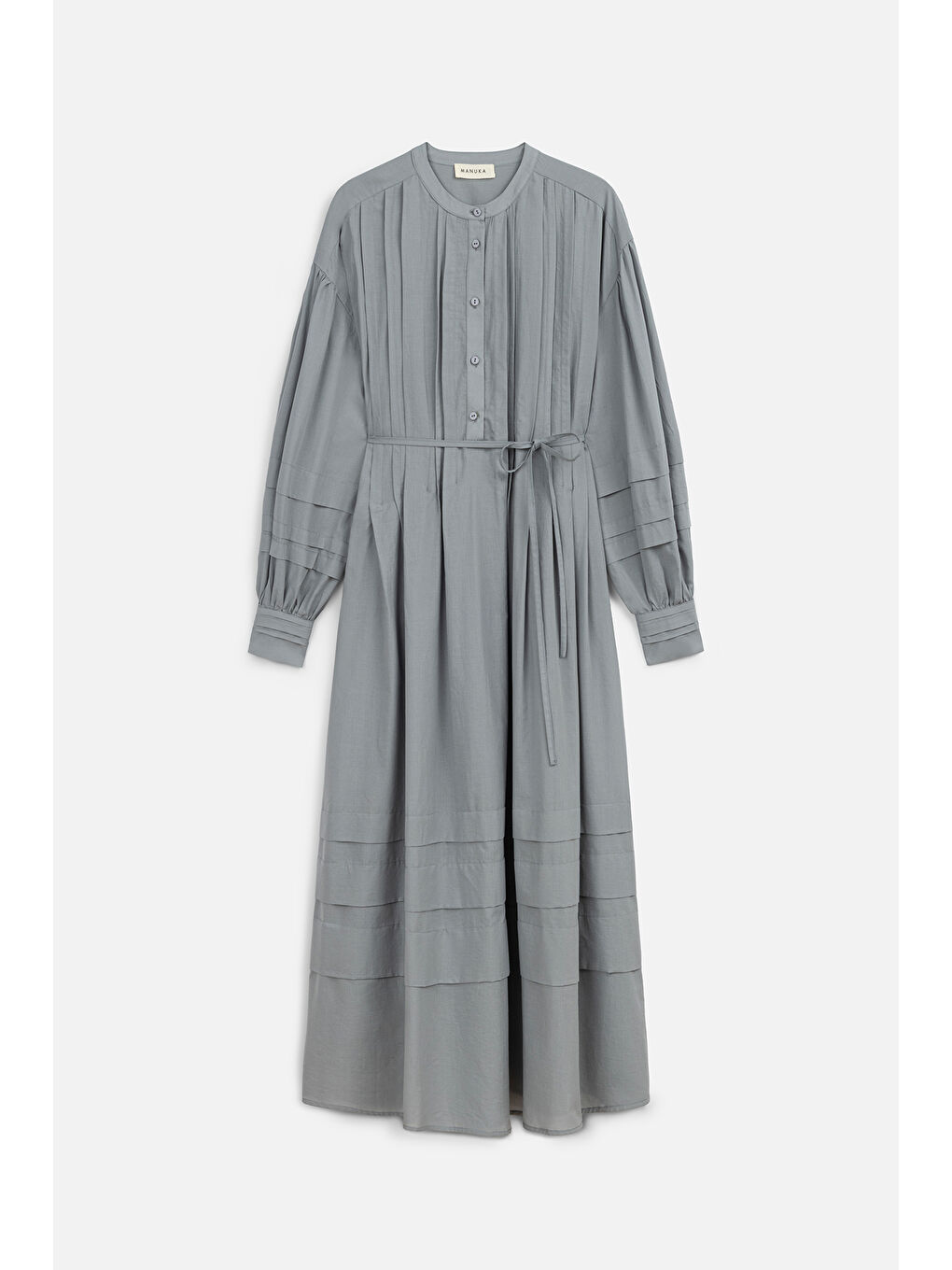 Nervürlü Geniş Elbise Mavi-1