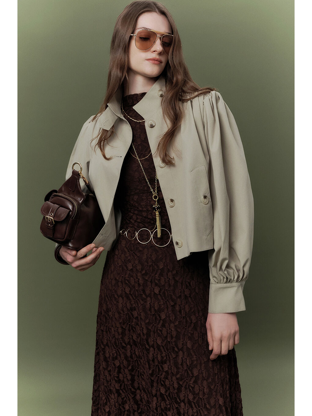 Kısa Balon Kol Ceket Soft Yeşil