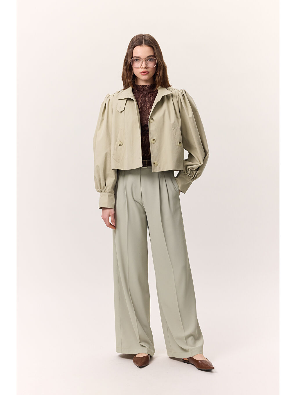 Kısa Balon Kol Ceket Soft Yeşil-4