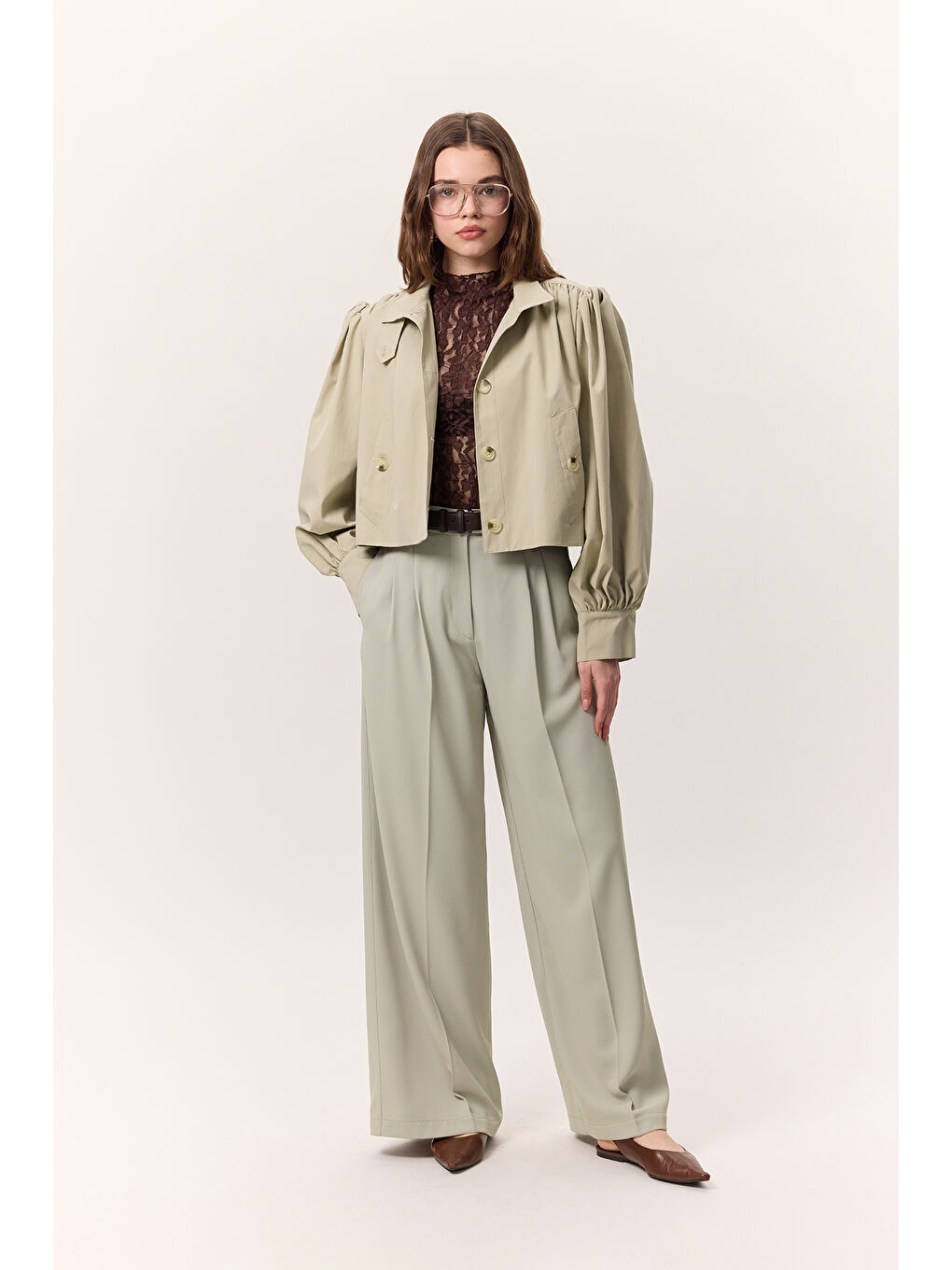 Kısa Balon Kol Ceket Soft Yeşil-5