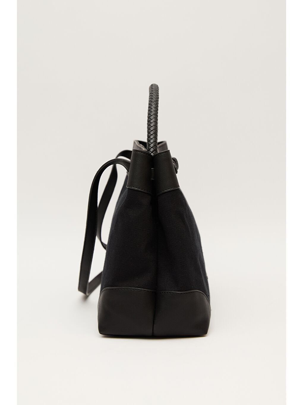 Kemer Detaylı Kanvas Çanta Siyah-6