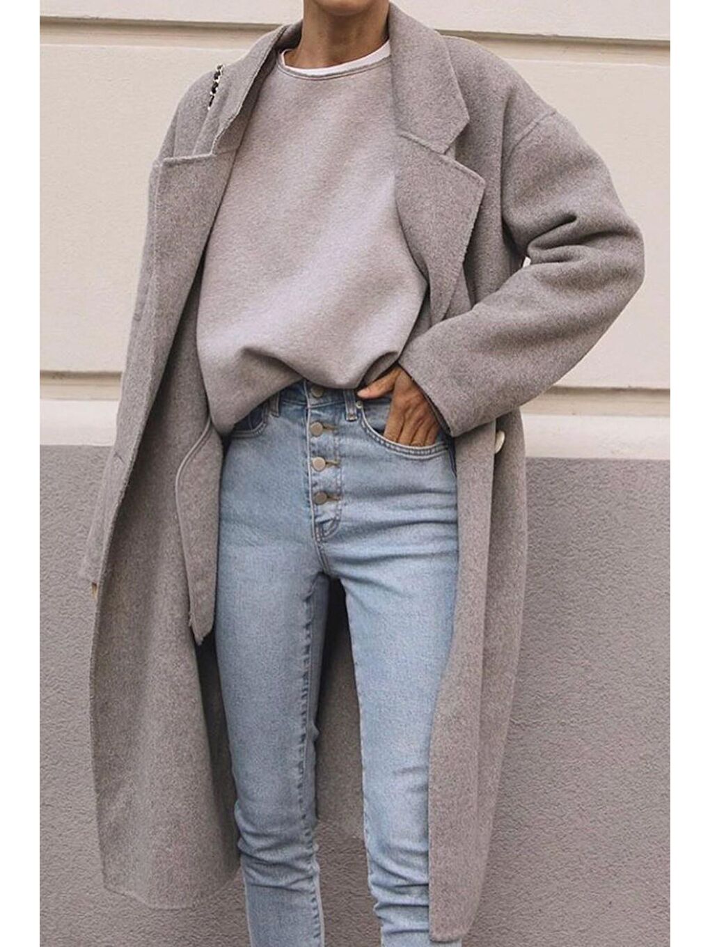 Buz Mavisi Çok Düğmeli Yüksek Bel Skinny Fit Jean MG1606-1