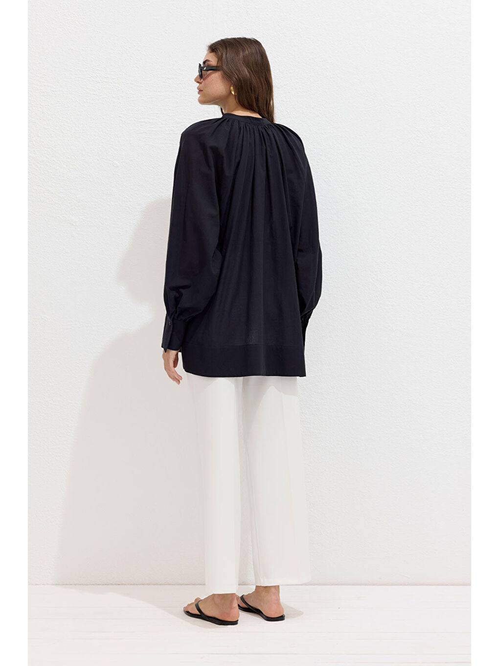 Bağcık Detaylı Vual Tunik Siyah-5