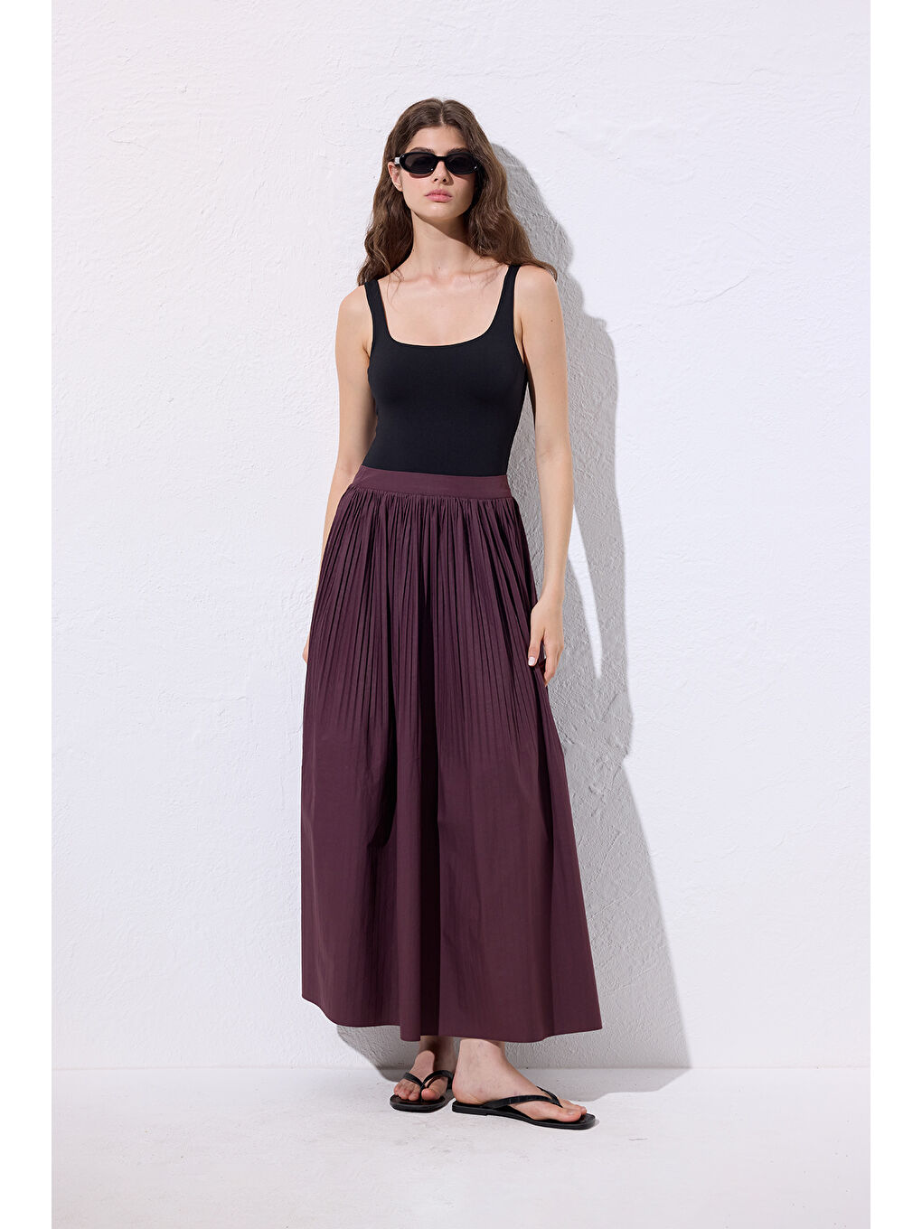 Piliseli Geniş Etek Mürdüm-3