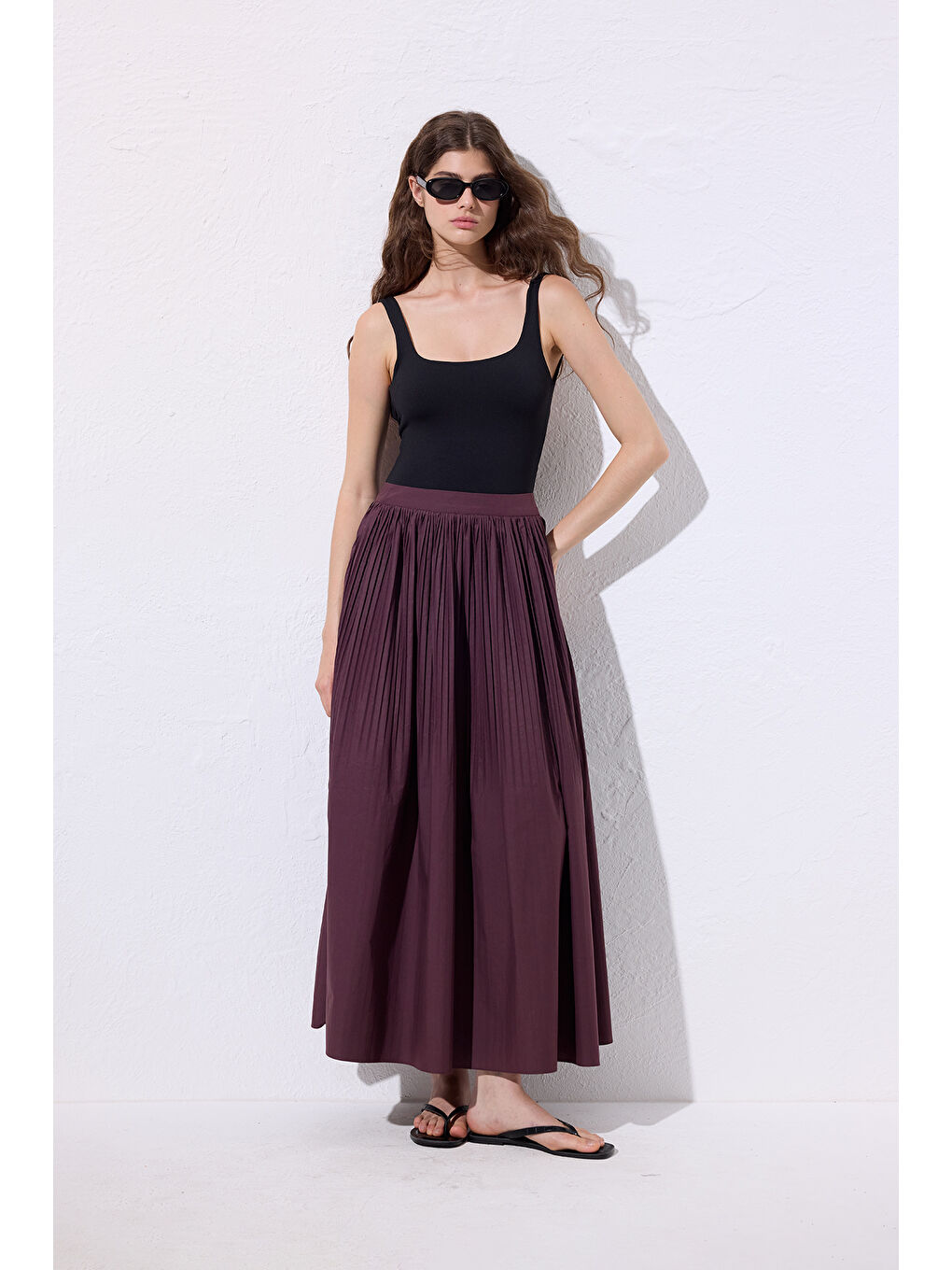 Piliseli Geniş Etek Mürdüm-4