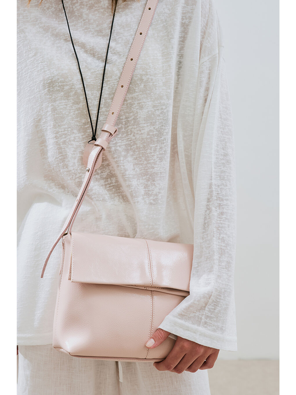 Kapaklı Deri Çanta Pembe-1