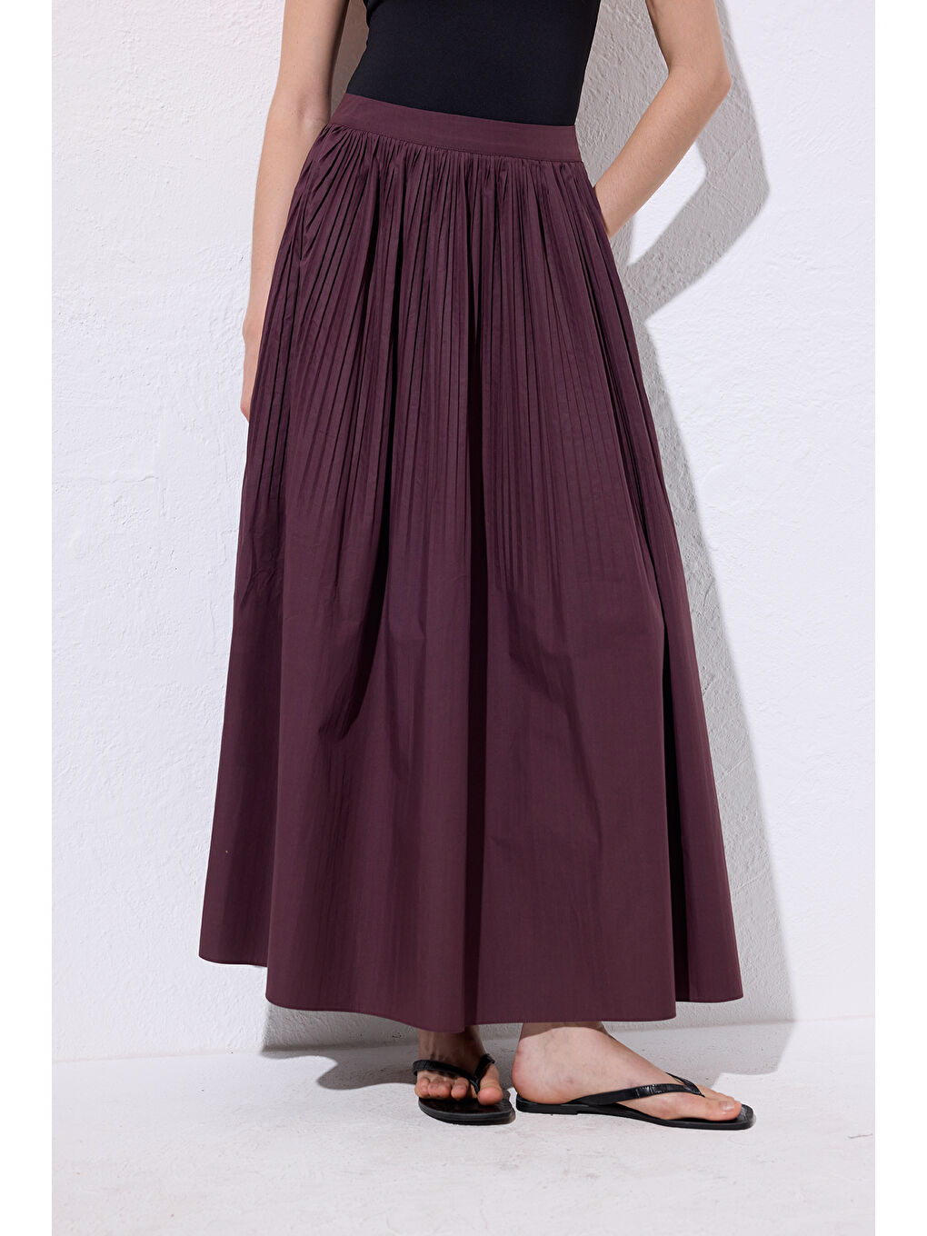 Piliseli Geniş Etek Mürdüm-5