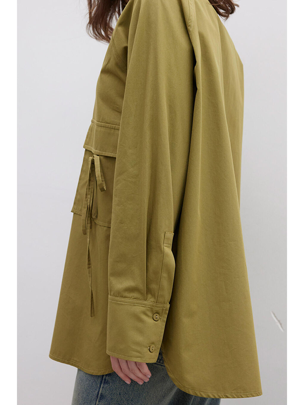 Cep Bağlama Detaylı Gömlek Yeşil-6