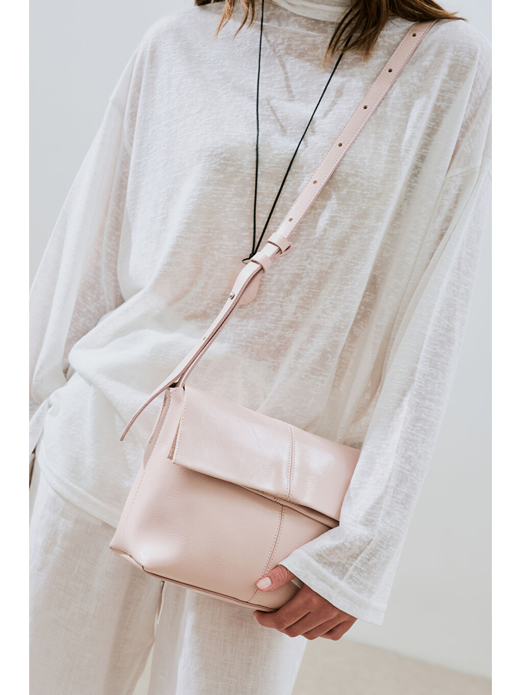 Kapaklı Deri Çanta Pembe-2