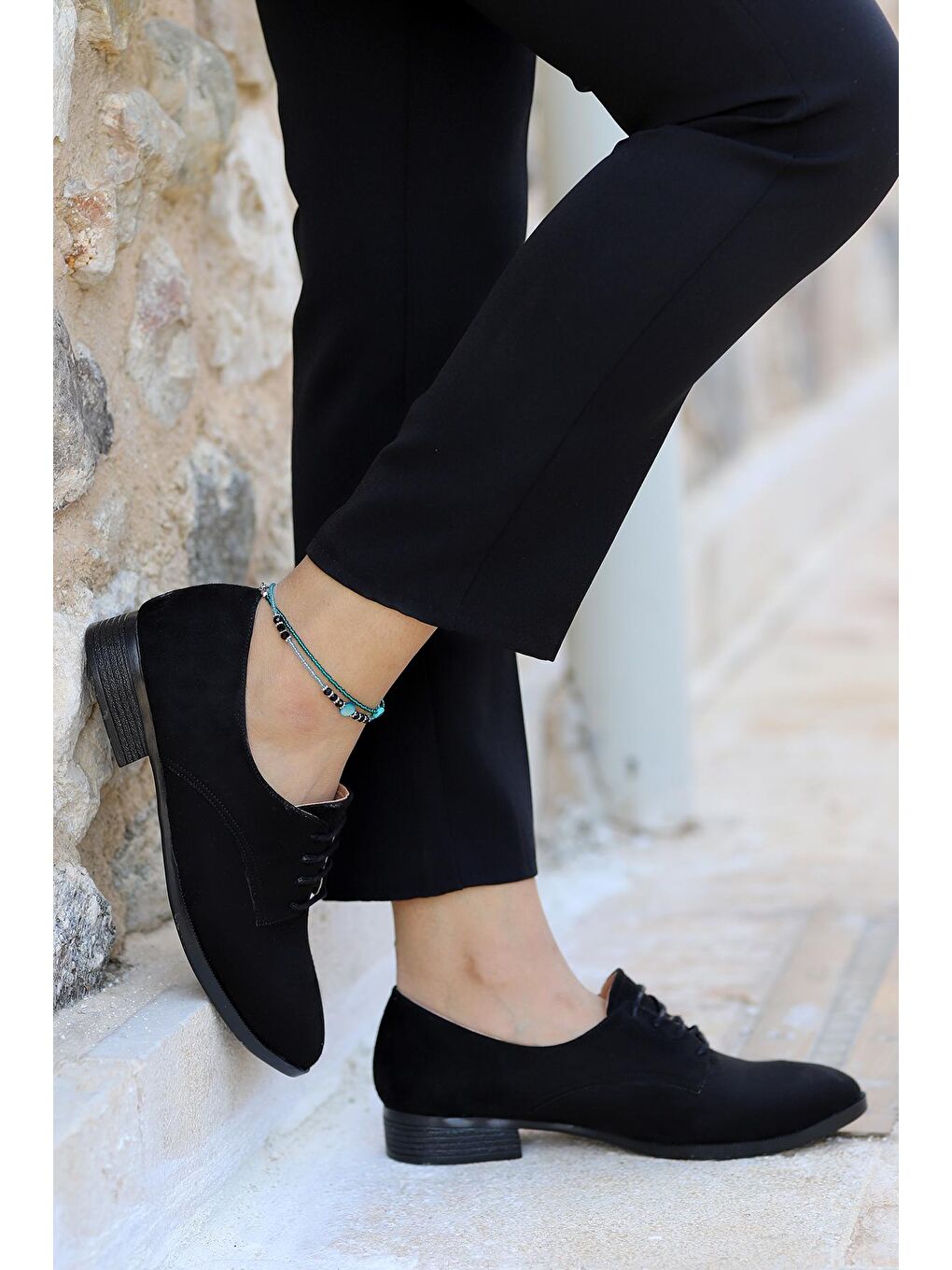 Siyah Süet Günlük Anatomik Kadın Günlük Babet Ayakkabı 8328-103-1