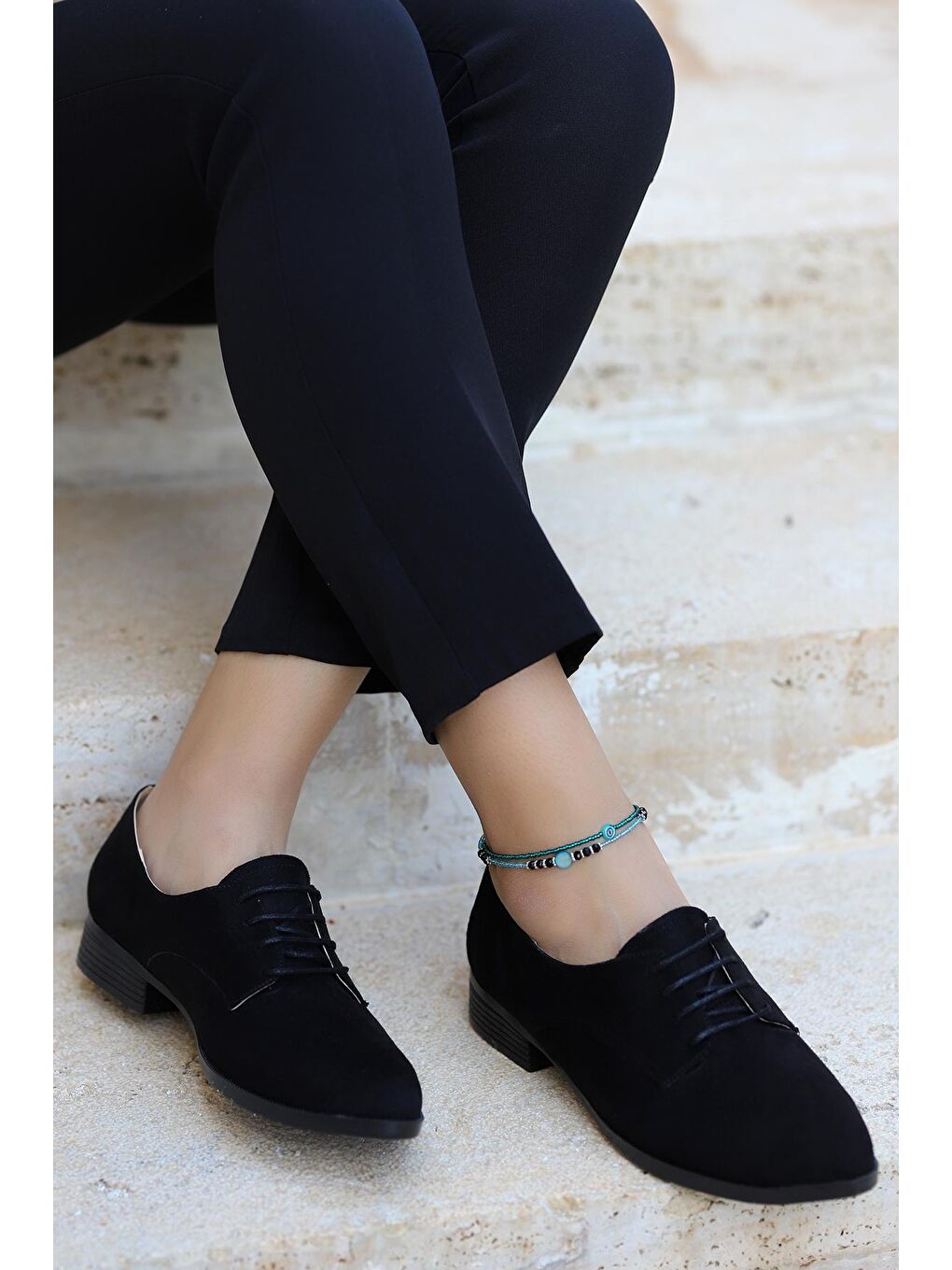 Siyah Süet Günlük Anatomik Kadın Günlük Babet Ayakkabı 8328-103-2