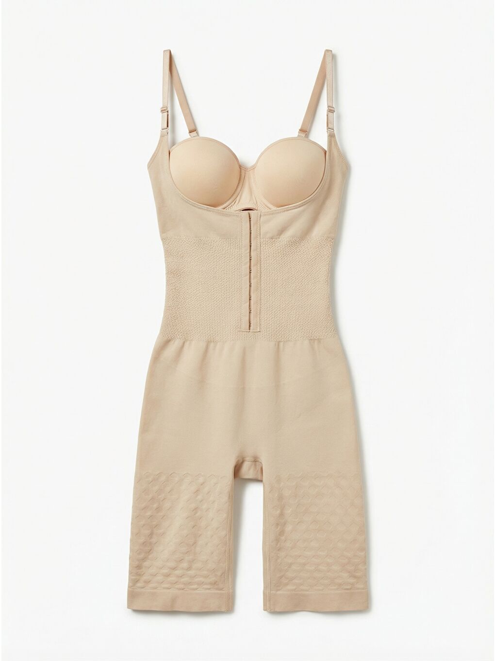 Bej C12093 Kadın Önden Agraflı Seamless Göğsü Açık Paçalı Korse Ten