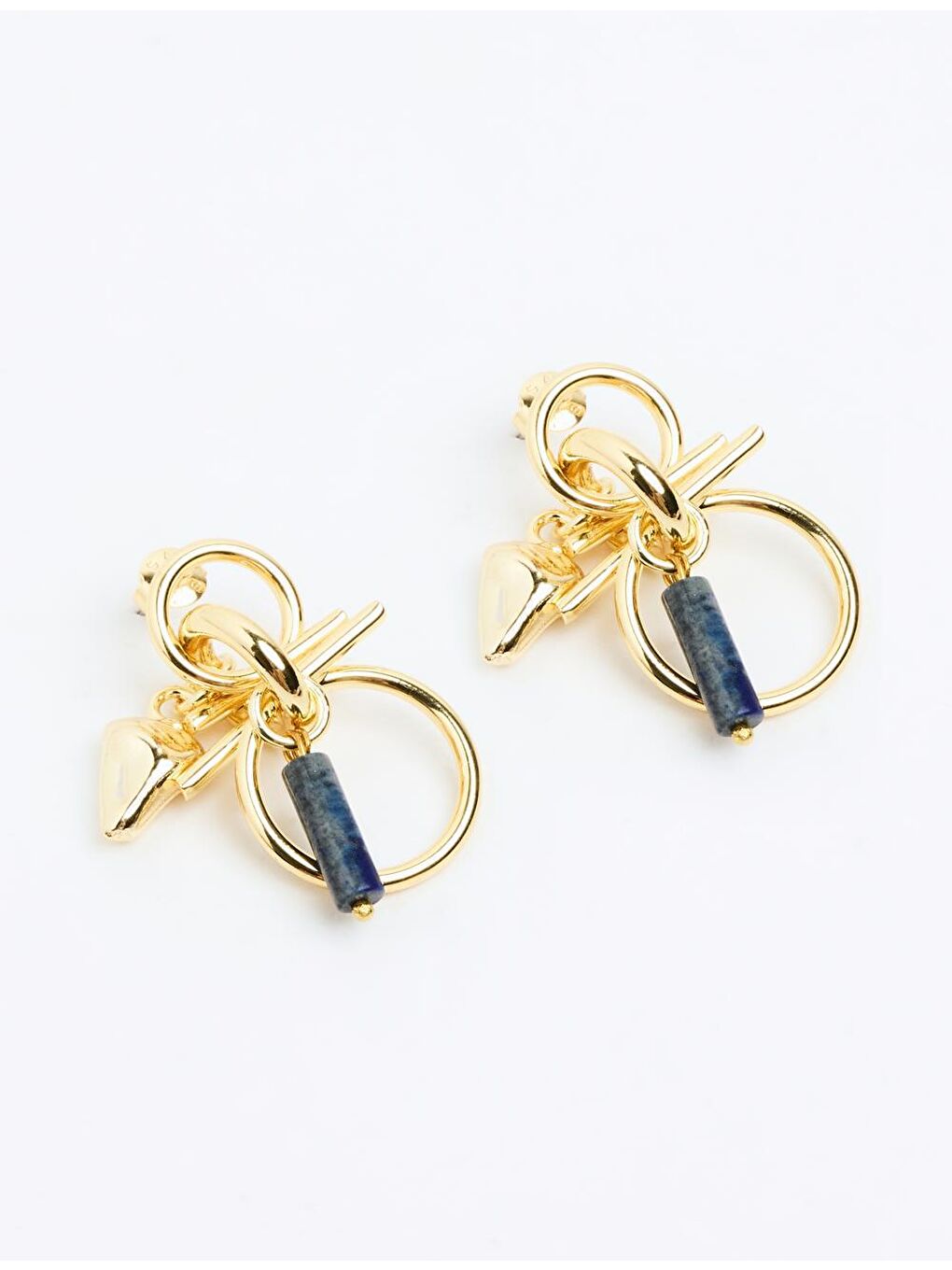 Sarı Altın Sallanan Doğal Taş Küpe