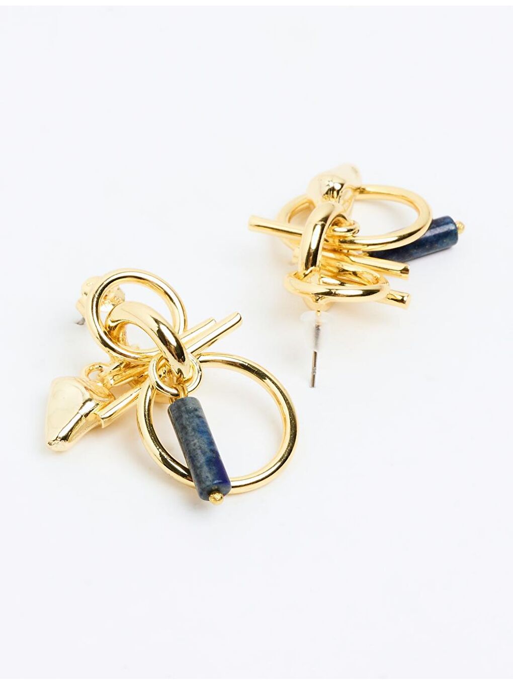 Sarı Altın Sallanan Doğal Taş Küpe-1