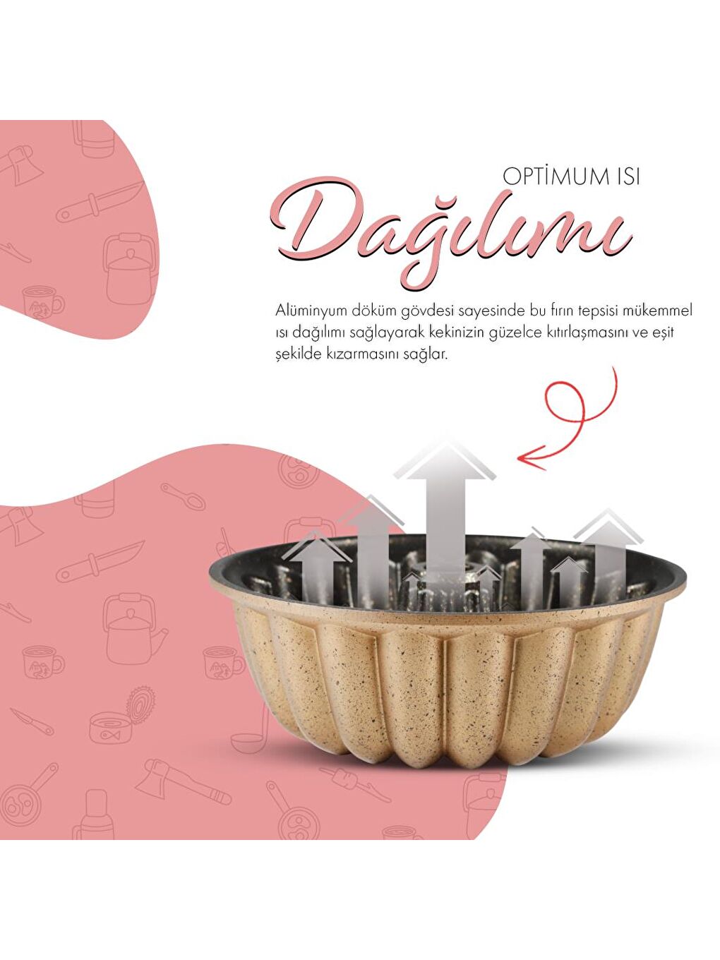 Serenk Kahverengi Fun Cooking Arya Alüminyum Döküm Granit Kaplama Kek Kalıbı 25 cm Sarı - 4
