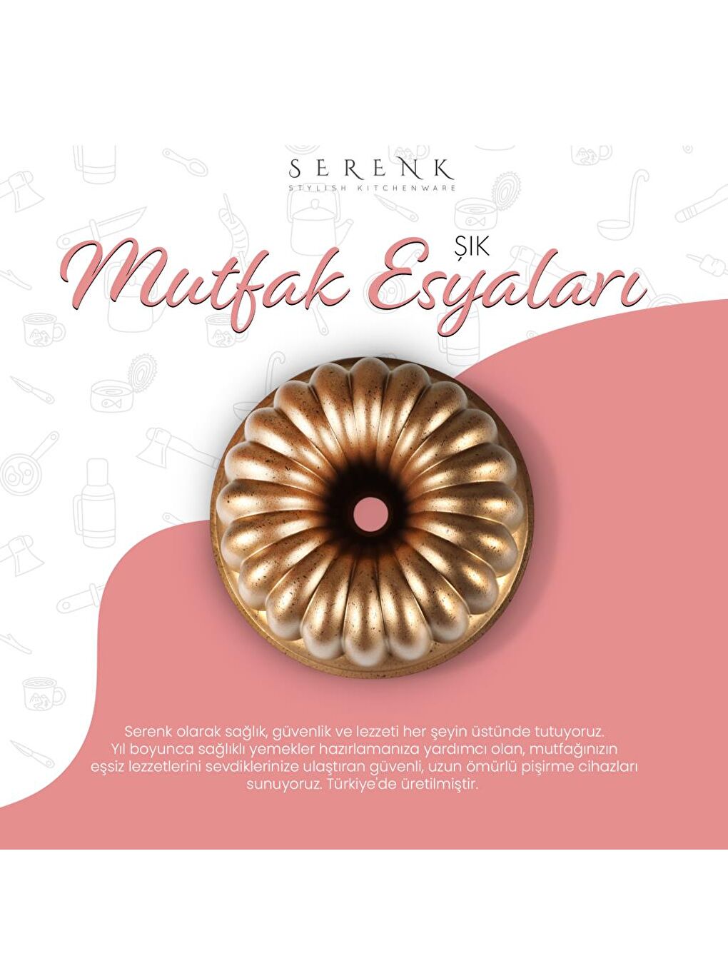 Serenk Kahverengi Fun Cooking Arya Alüminyum Döküm Granit Kaplama Kek Kalıbı 25 cm Sarı - 6