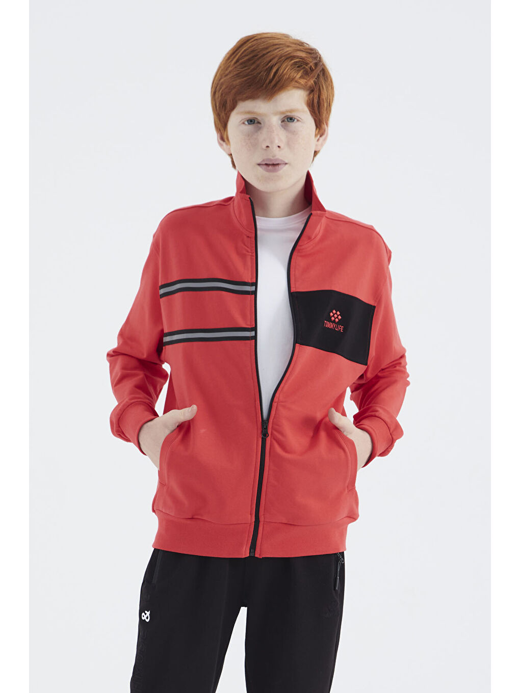 Kırmızı Fiesta Dik Yaka Erkek Çocuk Sweatshirt - 11183