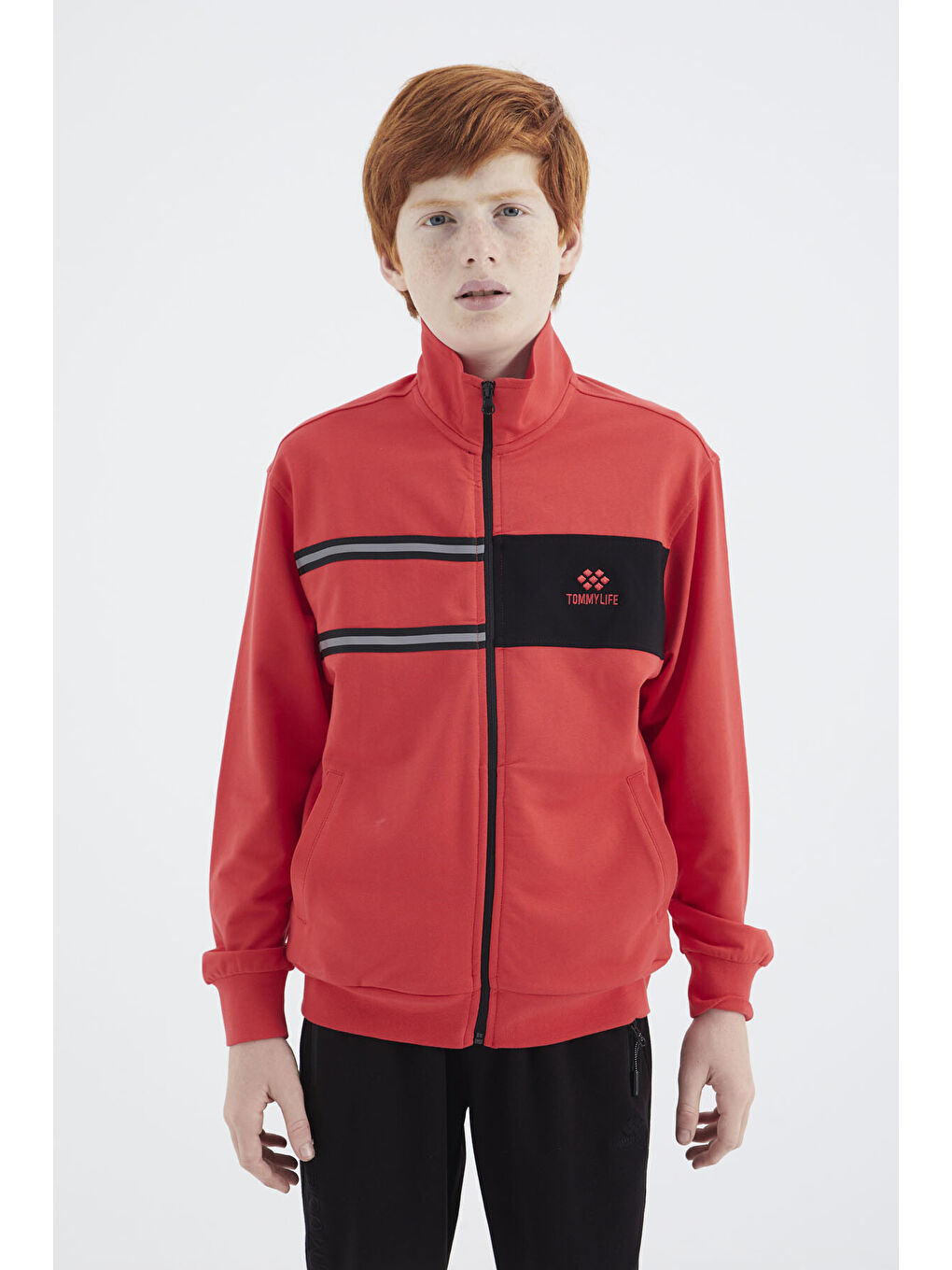 Kırmızı Fiesta Dik Yaka Erkek Çocuk Sweatshirt - 11183-4