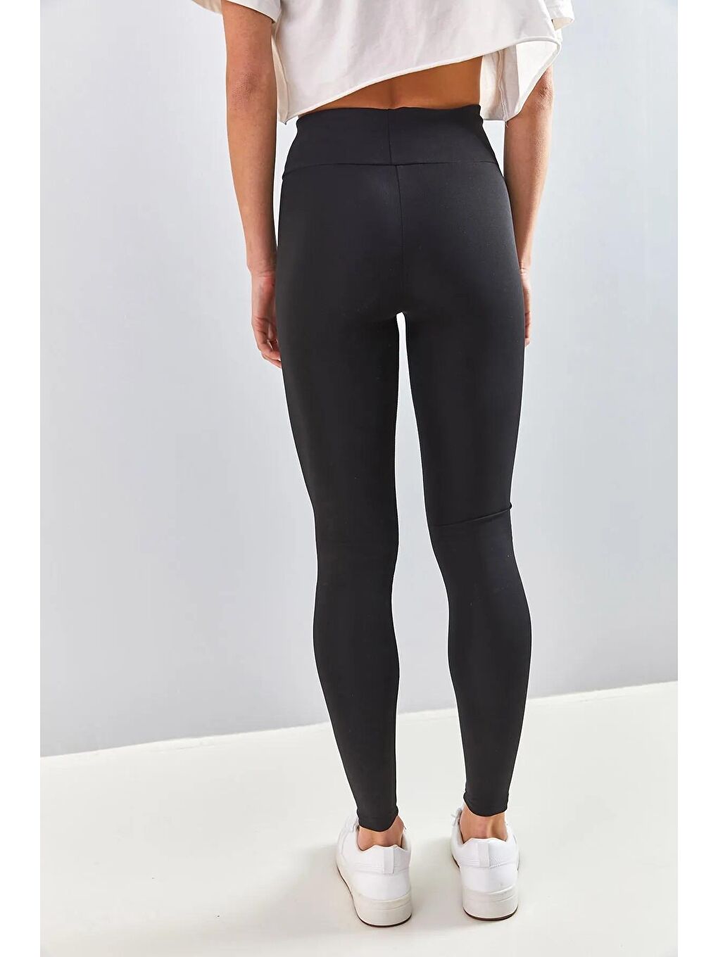 Siyah Kadın Yüksek Bel Uzun Kemerli  Tayt 3350-3